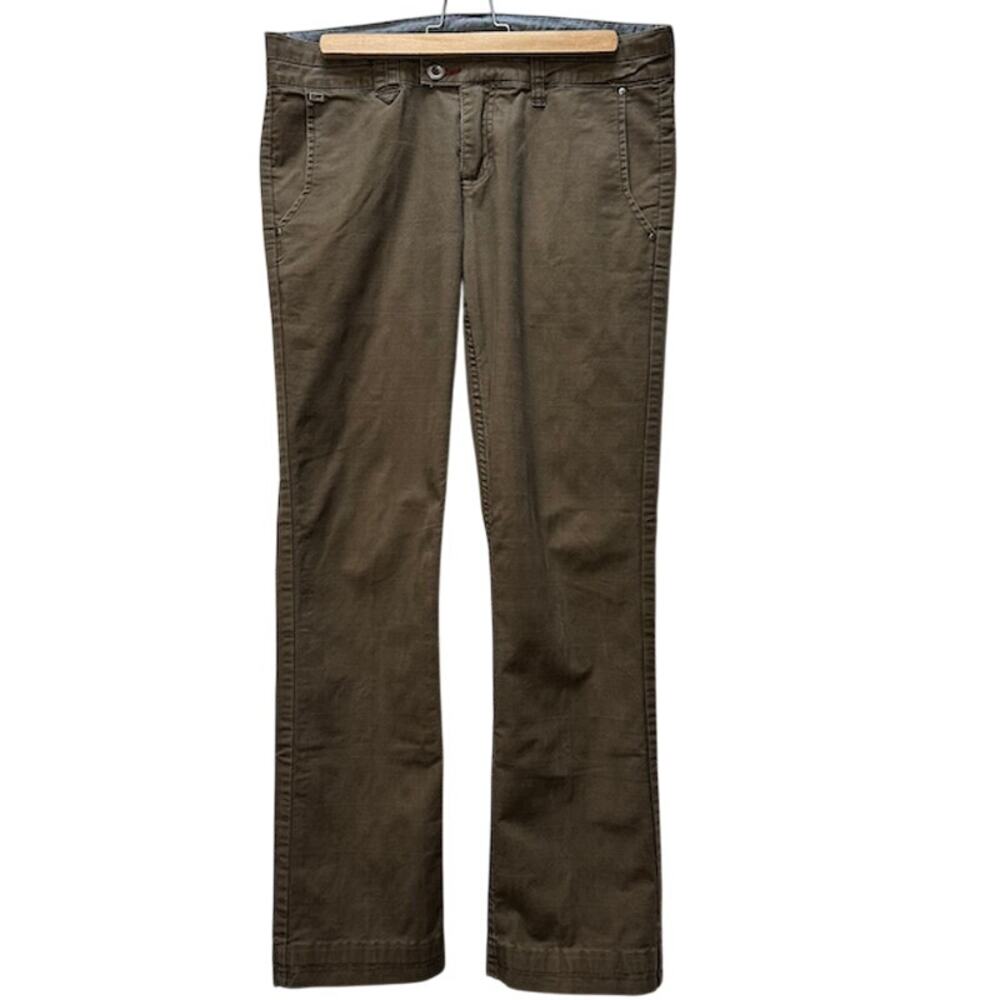 Horny Toad Pants Organic Cotton Brown Checkov Stretch Straight Hiking Camp Sz 6